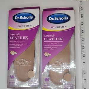 Dr. Scholl's 2 pair Ultrasoft Leather Insoles for Flats(Women's6-10)
